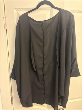 In Vogue Black Draped Open-Front Tunic